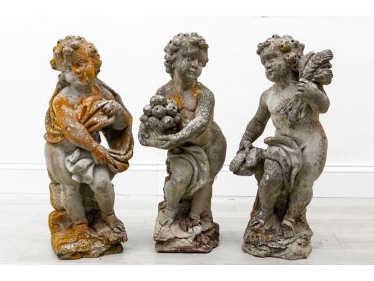 Three Putto Concrete Garden Statues 