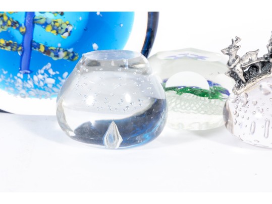 Six Vintage Art Glass Paperweights
