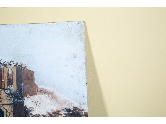 Early 20th Century Oil On Millboard Cathedral Painting