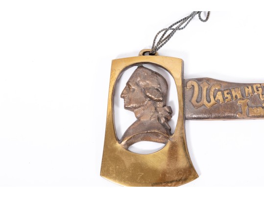 George Washington Brass Hatchet Plaque