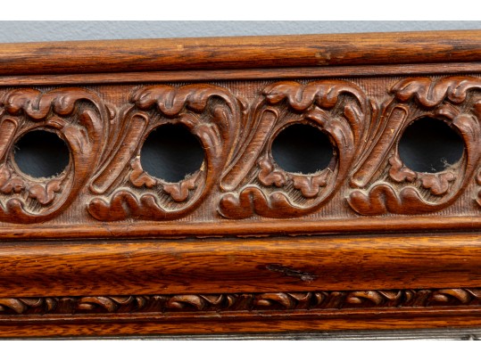 Ornate Chestnut Beveled Glass Wall Mirror