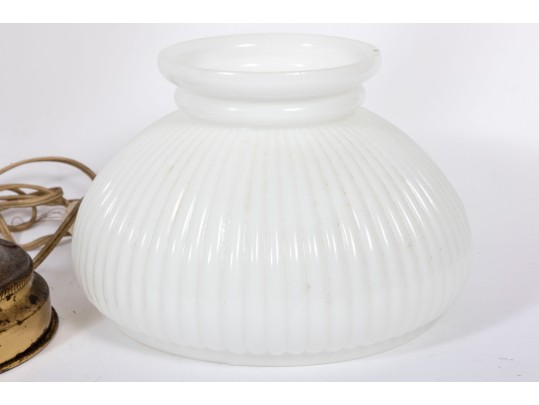 White Hobnail Depression Glass Student Lamp And Shades