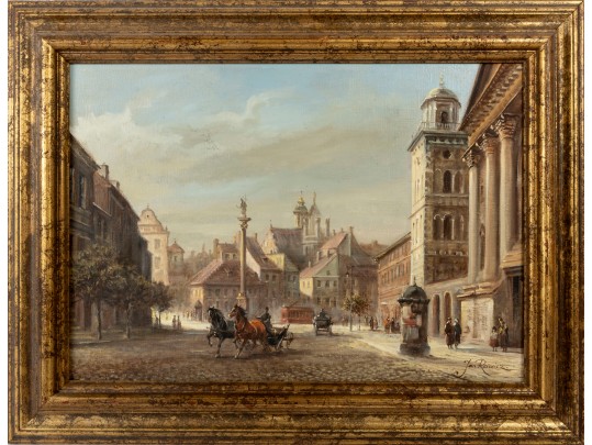 Jan Rawicz (Polish, 19th Century) Warsaw Oil On Canvas Landscape Painting 