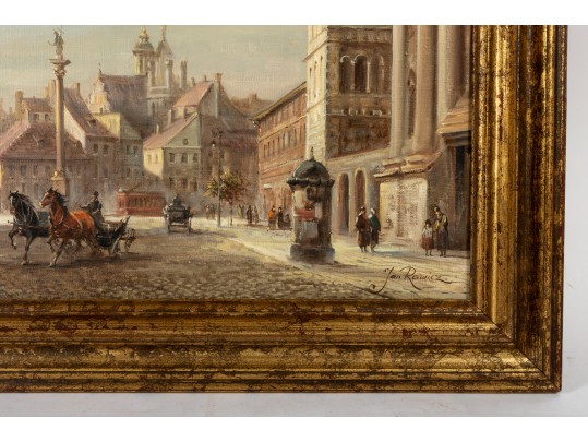 Jan Rawicz (Polish, 19th Century) Warsaw Oil On Canvas Landscape Painting 