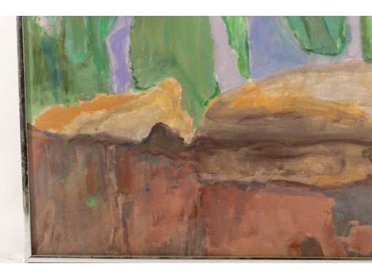 Jean Olds (American, 1917 - 2001) Oil On Board Landscape Painting