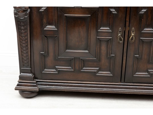 Large Antique Gilded Age Oak Jacobean Buffet 