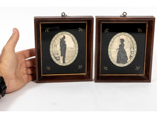 Pair Of Antique Silhouette Framed Prints