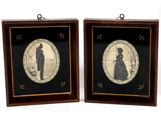 Pair Of Antique Silhouette Framed Prints