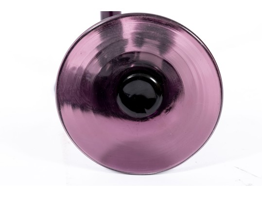 Vintage Amethyst Glass Footed Candle Holders