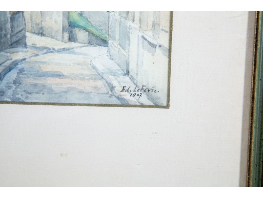 Early 1900's Pair Of Signed Watercolor Urban Landscapes 