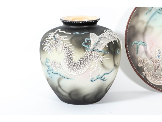 Three Pieces Of Vintage Dragon Ware Pottery