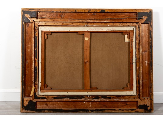 Henry Singlewood Bisbing (American, 1849 - 1933) Ox Cart Landscape Original Oil Painting C. 1880