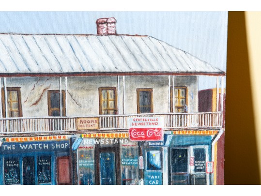 1953 George Perry Statesville North Carolina Pastel On Canvas Locale Painting