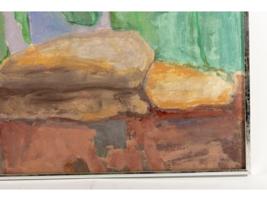 Jean Olds (American, 1917 - 2001) Oil On Board Landscape Painting