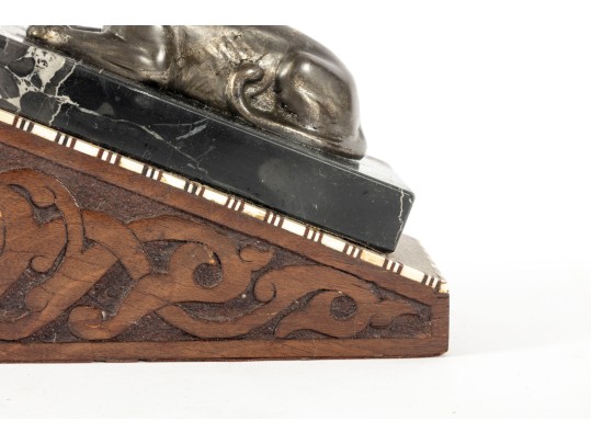 Brass Sphinx Wood & Marble Doorstop