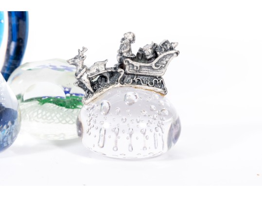 Six Vintage Art Glass Paperweights