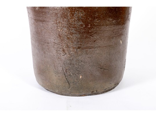 Cylindrical Alkaline Glazed Three Gallon Stoneware Jar