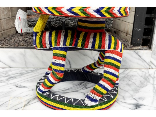 Bamileke People, Cameroon Beaded Wood Stool