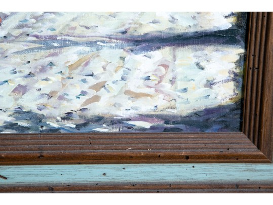 Antique Untitled Oil On Canvas Landscape Painting