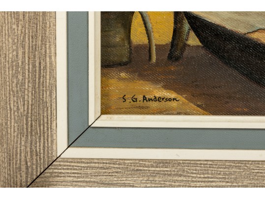 S.G. Anderson (American, 20th Century) Boat Study Oil On Board Painting