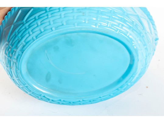 Vintage Nesting Eagle & Rabbit Blue Milk Glass Dishes