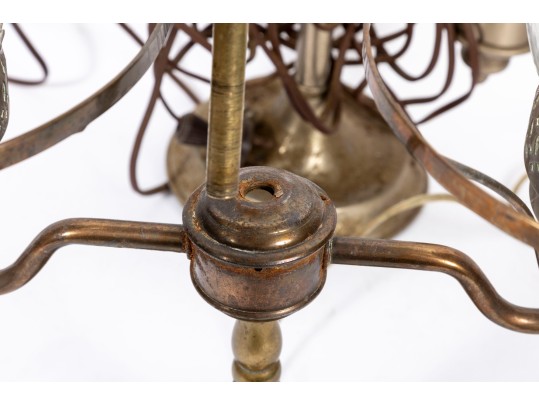 Vintage Electric Student Lamps, One With A Blue Glass Shade