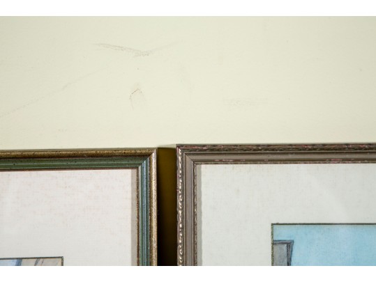 Early 1900's Pair Of Signed Watercolor Urban Landscapes 