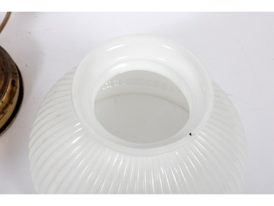 White Hobnail Depression Glass Student Lamp And Shades