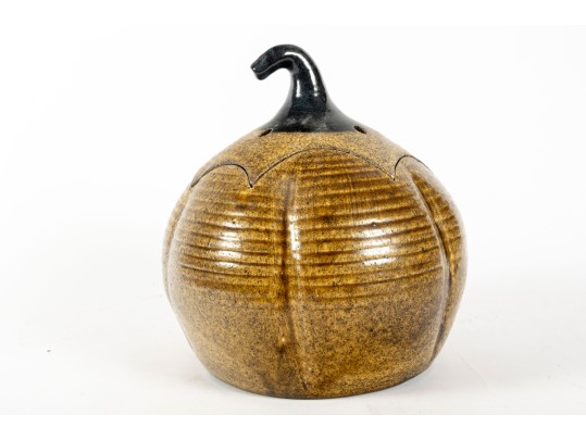 Signed Glazed Porcelain Jack-o'Lantern 