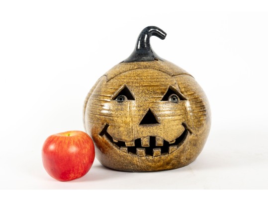 Signed Glazed Porcelain Jack-o'Lantern 