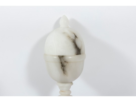 Marbled Stone Egg Capsule Lamps And Bowl