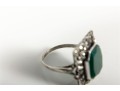 Sterling Silver Green Onyx And Marcasite Ring (Size 6)