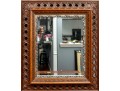Ornate Chestnut Beveled Glass Wall Mirror