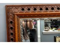 Ornate Chestnut Beveled Glass Wall Mirror