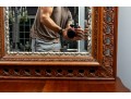 Ornate Chestnut Beveled Glass Wall Mirror