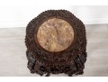 Tall 19th Century Chinese Carved Rosewood & Marble Plant Stand