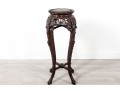 Tall 19th Century Chinese Carved Rosewood & Marble Plant Stand