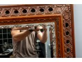 Ornate Chestnut Beveled Glass Wall Mirror