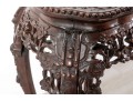 Tall 19th Century Chinese Carved Rosewood & Marble Plant Stand