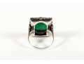 Sterling Silver Green Onyx And Marcasite Ring (Size 6)