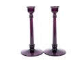 Vintage Amethyst Glass Footed Candle Holders