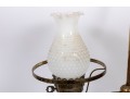 White Hobnail Depression Glass Student Lamp And Shades