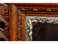 Ornate Chestnut Beveled Glass Wall Mirror