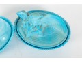Vintage Nesting Eagle & Rabbit Blue Milk Glass Dishes