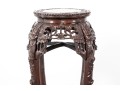 Tall 19th Century Chinese Carved Rosewood & Marble Plant Stand