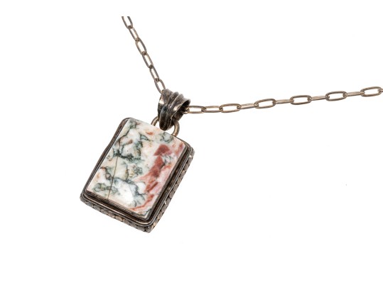 Sterling Silver And Agate Pendant Necklace