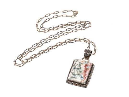 Sterling Silver And Agate Pendant Necklace