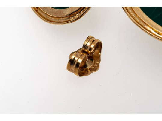 14K Green Chalcedony Scarab Earrings