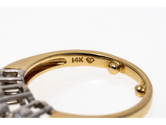 Charming 14K Triple Cluster Brilliant Diamond Ring, Size 5.5