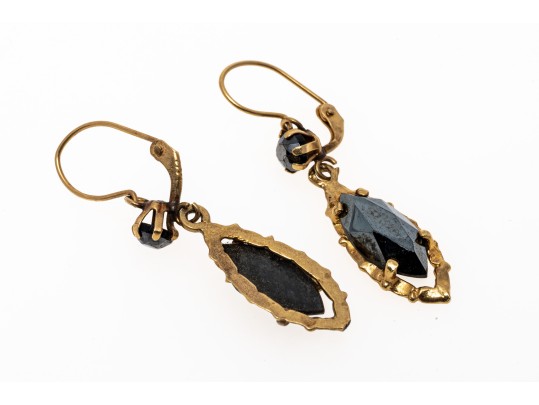 14K Dark Hematite Pendant Earrings